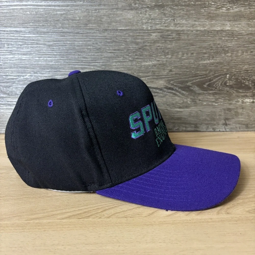 Vintage Sputs Racing Engines Hat Cap Fitted Mens One Size Black Purple Flexfit